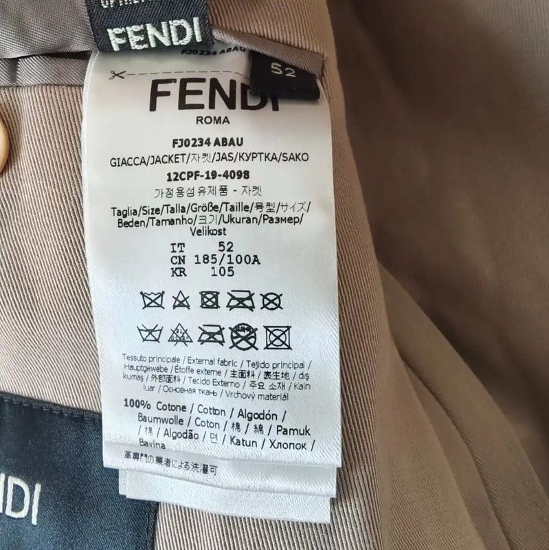 Fendi Fendi Khaki Cotton Men's Outerwear 0089 Size US L / EU 52-54 / 3 - 4 Thumbnail