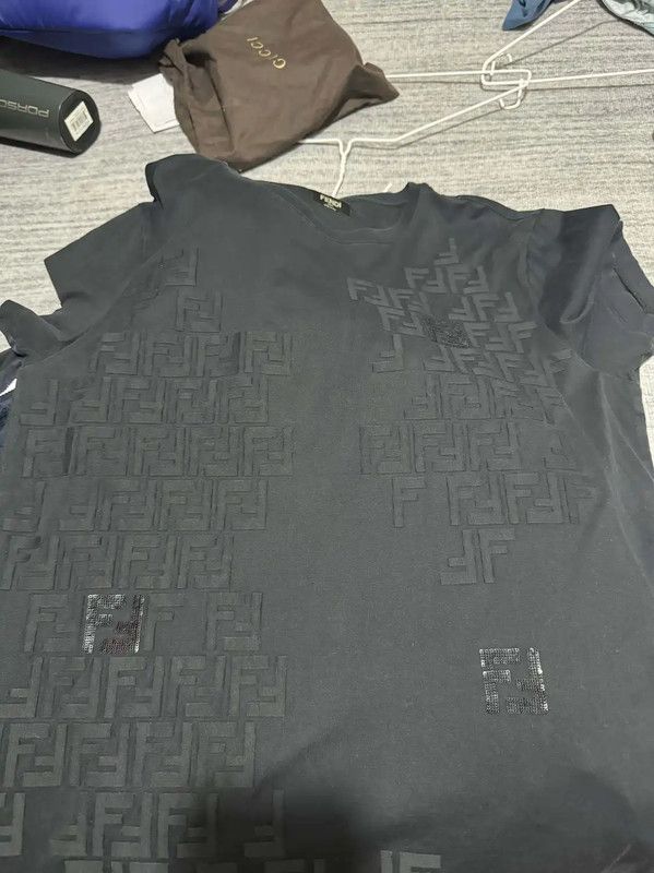 Fendi Fendi Black Cotton Logo Men's T-Shirt 0089 Size US M / EU 48-50 / 2 - 3 Thumbnail