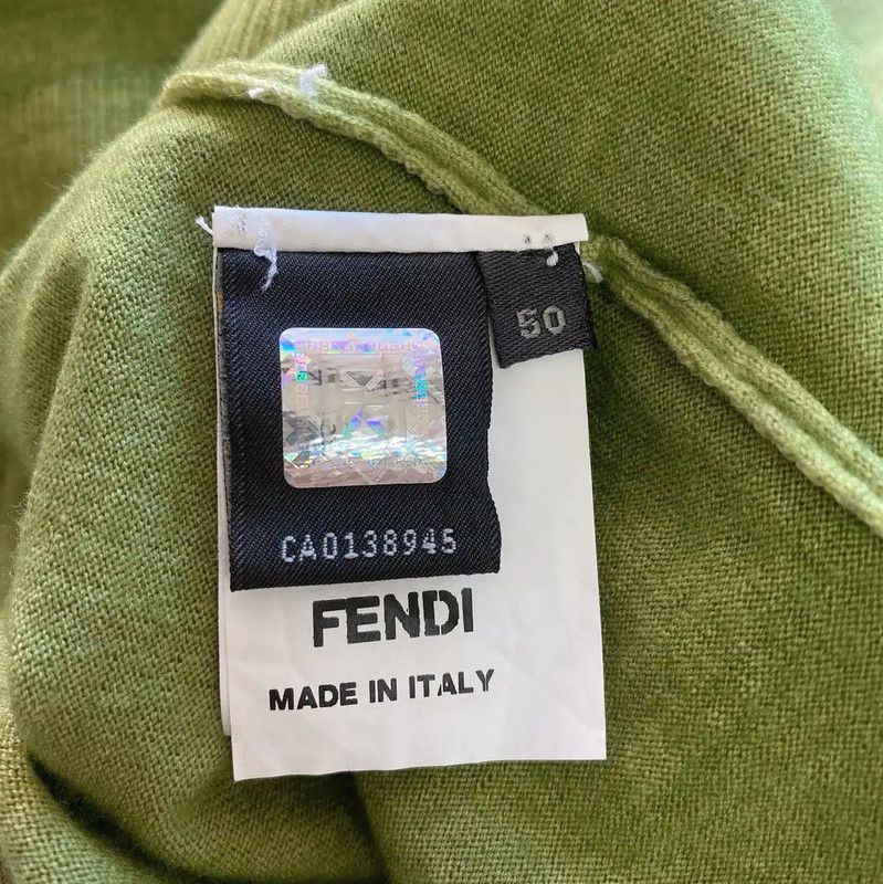 Fendi Fendi Green Wool V-Neck Sweater for Men 0089 Size US M / EU 48-50 / 2 - 6 Thumbnail