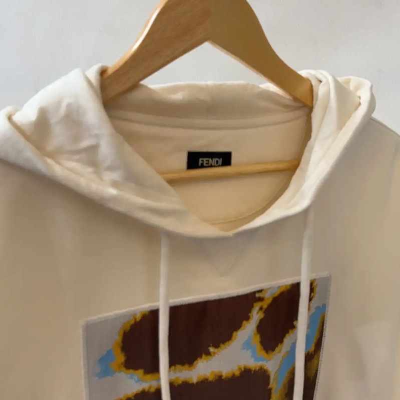 Fendi Fendi Men's Oversized White Cotton Hoodie 0089 Size US L / EU 52-54 / 3 - 4 Thumbnail