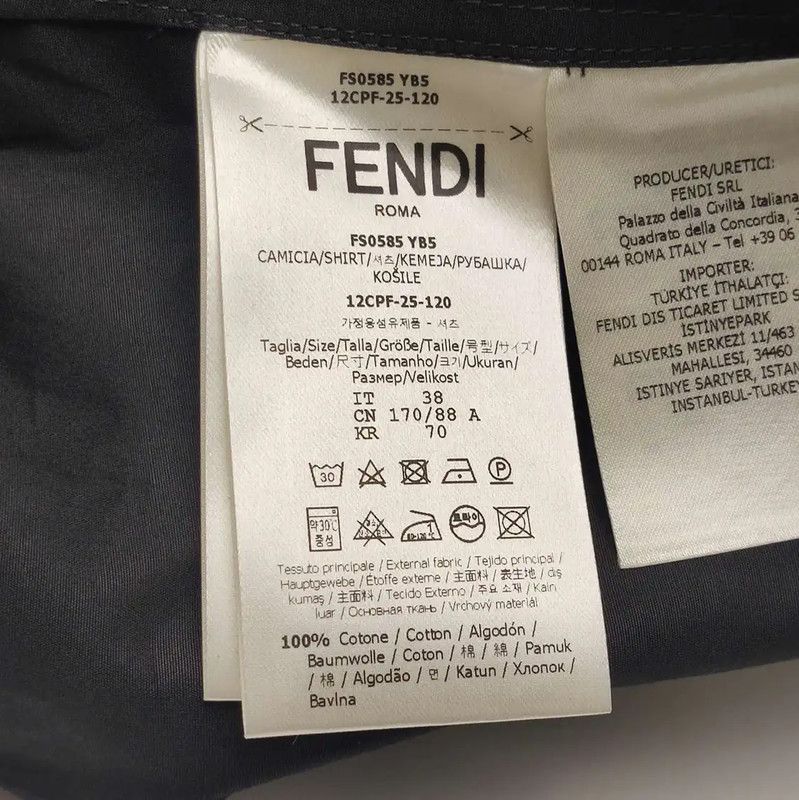 Fendi Fendi Black Cotton Logo Embroidered Shirt 0089 Size US S / EU 44-46 / 1 - 6 Thumbnail
