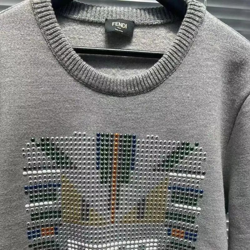Fendi Fendi Men's XL Gray Long Sleeve Sweatshirt 0089 Size US XL / EU 56 / 4 - 3 Thumbnail