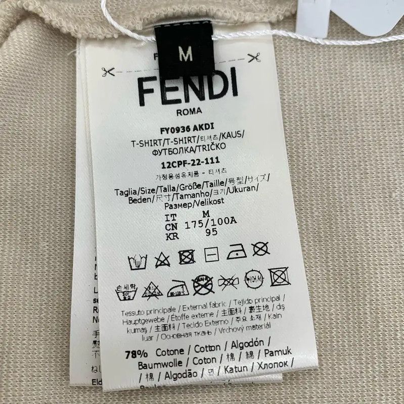 Fendi Fendi Beige Cotton Letter Print Short Sleeve T-Shirt 0089 Size US M / EU 48-50 / 2 - 4 Thumbnail