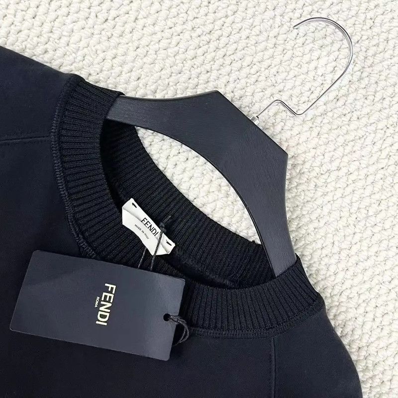 Fendi Fendi Men's Black Cotton-Blend Logo Sweatshirt 0089 Size US XL / EU 56 / 4 - 2 Thumbnail