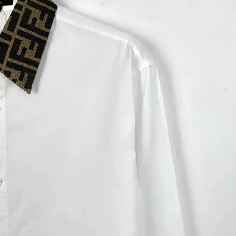 Fendi Fendi Men's White Cotton Long Sleeve Shirt 0089 Size US XL / EU 56 / 4 - 4 Thumbnail