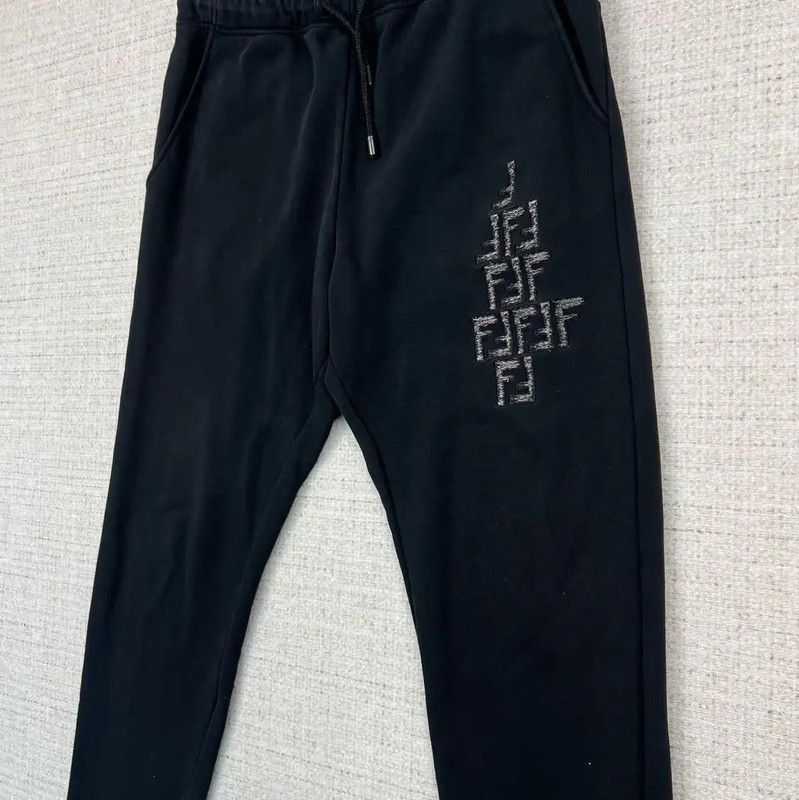 Fendi Fendi Black Cotton Print Casual Pants 0089 Size US 28 / EU 44 - 3 Thumbnail