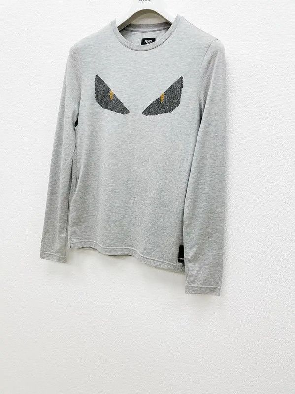 Fendi Fendi Gray Cotton Long Sleeve T-Shirt in XS 0089 Size US XS / EU 42 / 0 - 3 Thumbnail