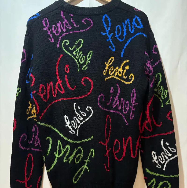 Fendi Fendi Black Wool Blend Logo Knit Sweater 0089 Size US S / EU 44-46 / 1 - 2 Thumbnail