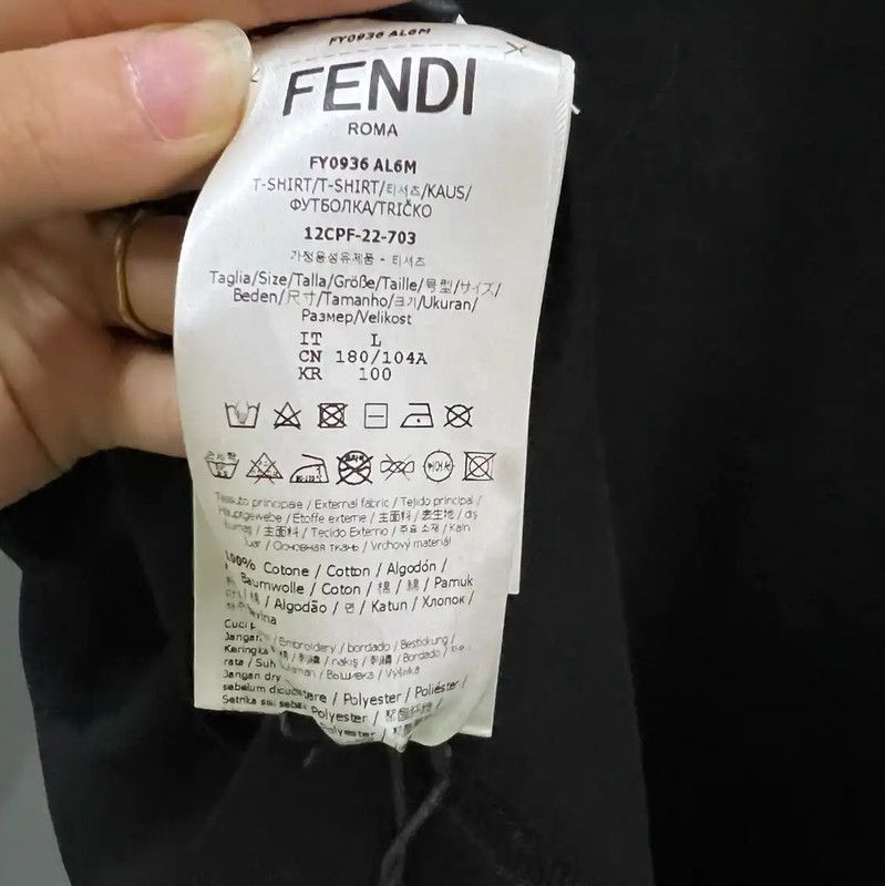 Fendi Fendi Black Cotton Short Sleeve T-Shirt 0089 Size US L / EU 52-54 / 3 - 4 Thumbnail