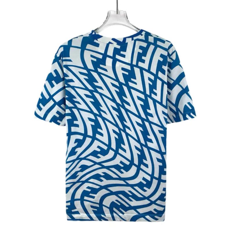 Fendi Fendi Light Blue Cotton Men's T-Shirt 0089 Size US M / EU 48-50 / 2 - 2 Thumbnail