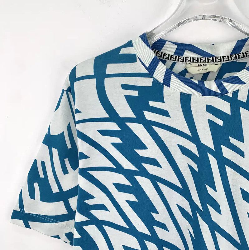 Fendi Fendi Light Blue Cotton Men's T-Shirt 0089 Size US M / EU 48-50 / 2 - 3 Thumbnail