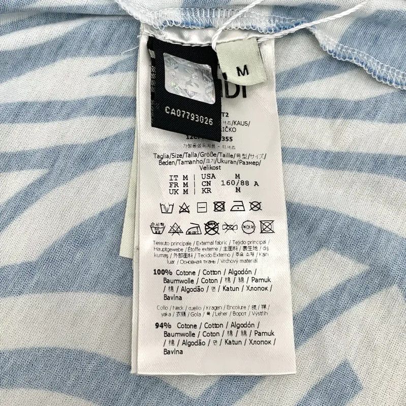 Fendi Fendi Light Blue Cotton Men's T-Shirt 0089 Size US M / EU 48-50 / 2 - 6 Thumbnail