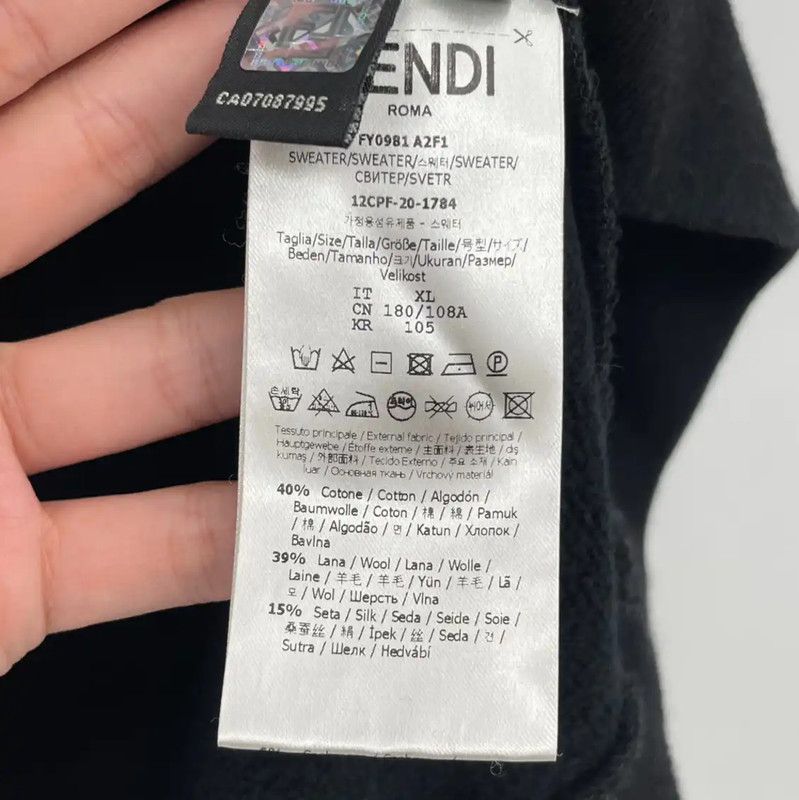 Fendi Fendi Black Cotton Men's Hoodie 0089 Size US XL / EU 56 / 4 - 4 Thumbnail