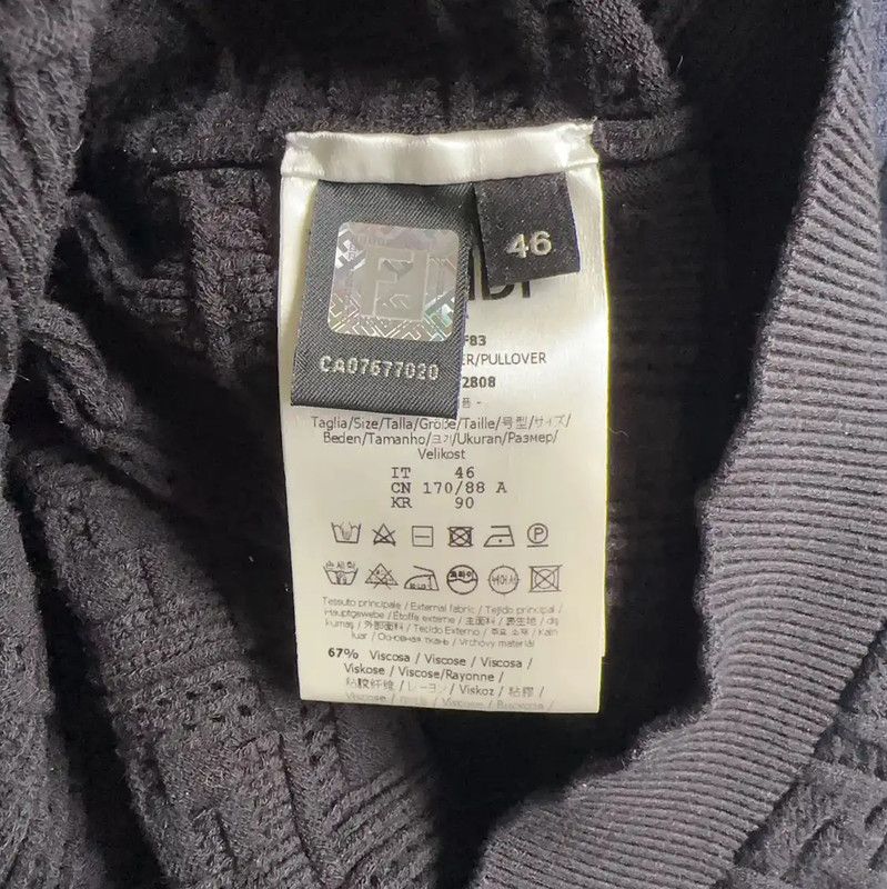 Fendi Fendi Black Cotton Men's Knit Sweater 0089 Size US S / EU 44-46 / 1 - 5 Thumbnail