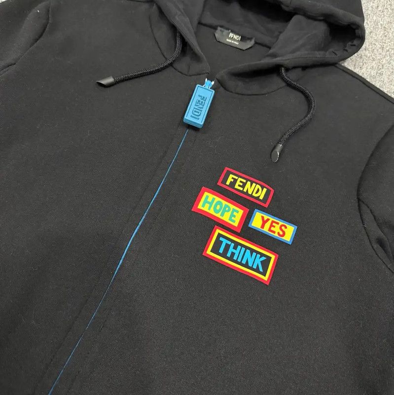 Fendi Fendi Black Cotton Hooded Sweatshirt for Men 0089 Size US M / EU 48-50 / 2 - 3 Thumbnail