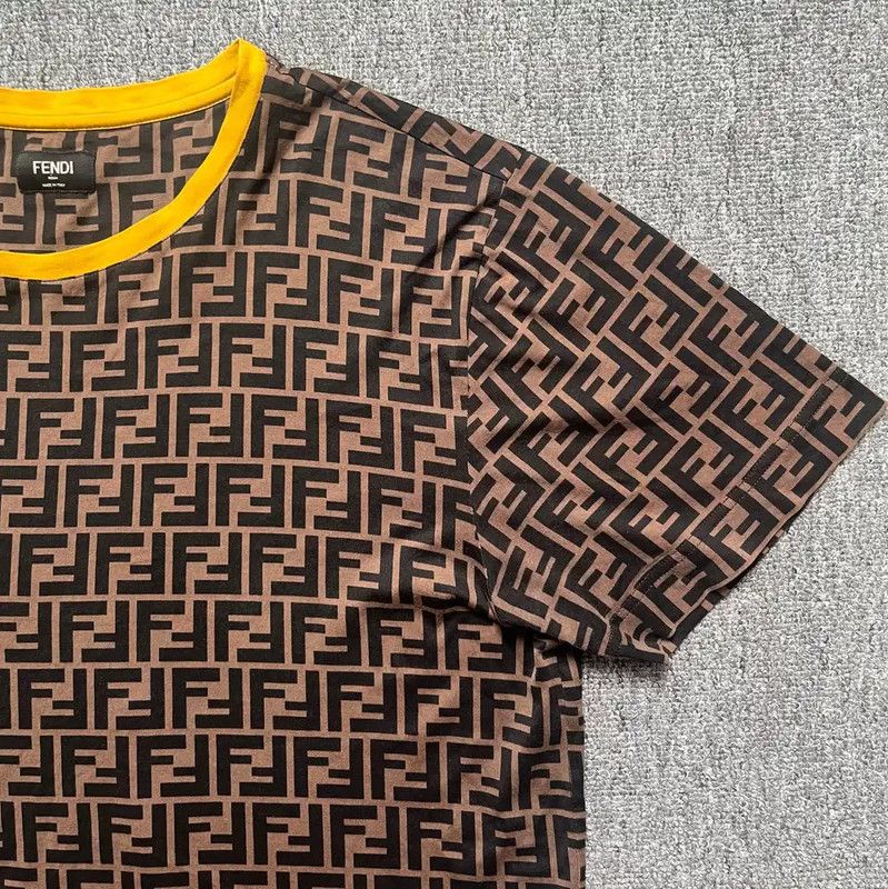 Fendi Fendi Brown Cotton Men's T-Shirt 0089 Size US L / EU 52-54 / 3 - 3 Thumbnail