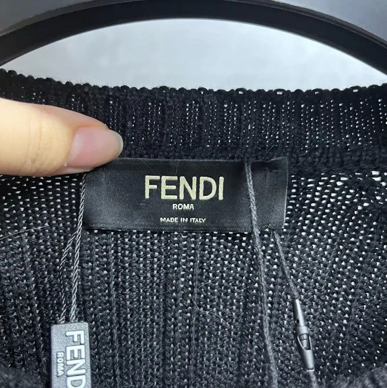 Fendi Fendi Black Cotton Knit Sweater for Men 0089 Size US L / EU 52-54 / 3 - 3 Thumbnail