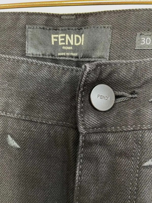 Fendi Fendi Black Embroidered Casual Pants for Men 0089 Size US 26 / EU 42 - 5 Thumbnail