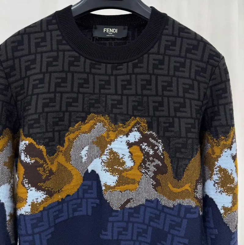 Fendi Fendi Men's Color-blocked Wool Knit Sweater 0089 Size US S / EU 44-46 / 1 - 3 Thumbnail