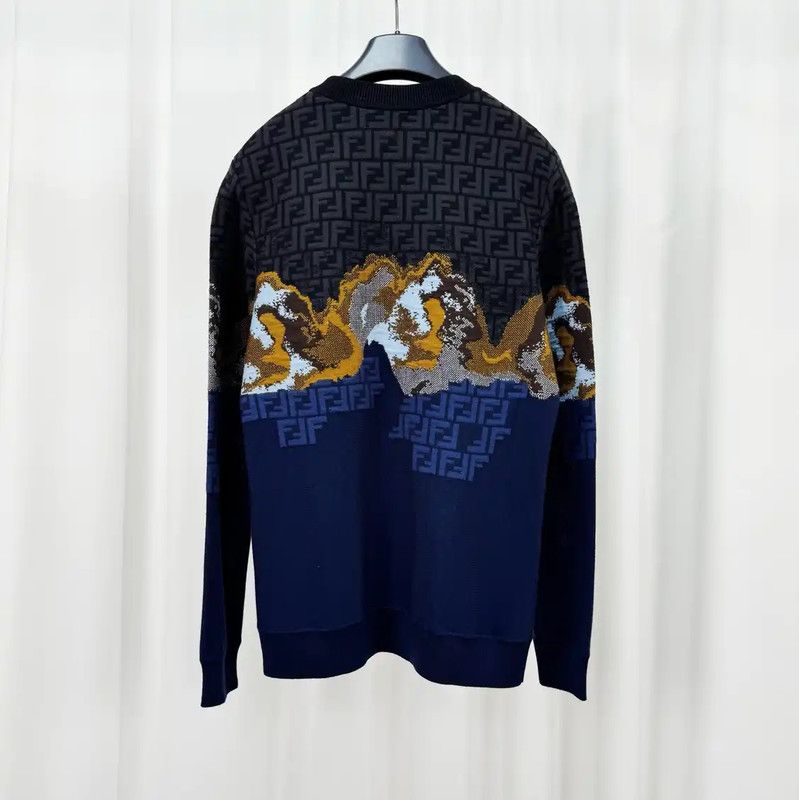 Fendi Fendi Men's Color-blocked Wool Knit Sweater 0089 Size US S / EU 44-46 / 1 - 2 Thumbnail