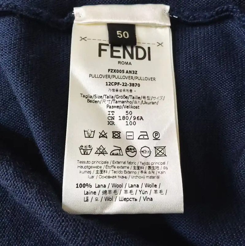Fendi Fendi Men's Wool Knit Sweater in Blue 0089 Size US M / EU 48-50 / 2 - 4 Thumbnail