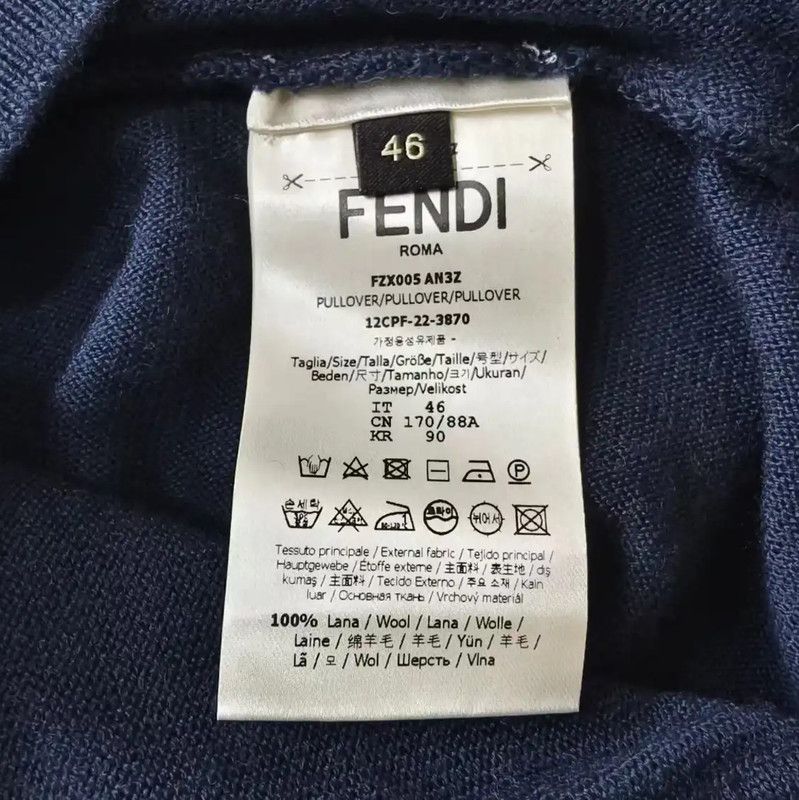 Fendi Fendi Blue Wool Men's Knit Sweater 0089 Size US S / EU 44-46 / 1 - 4 Thumbnail