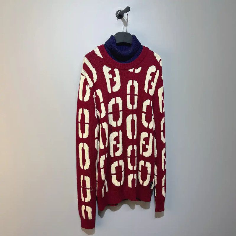 Fendi Fendi Red Wool Men's Knit Sweater 0089 Size US M / EU 48-50 / 2 - 3 Thumbnail