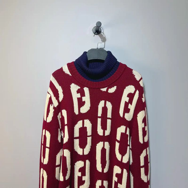 Fendi Fendi Red Wool Men's Knit Sweater 0089 Size US M / EU 48-50 / 2 - 4 Thumbnail