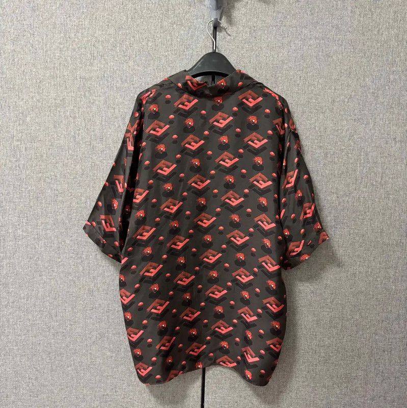 Fendi Fendi Black Silk Logo Print Shirt 0089 Size US M / EU 48-50 / 2 - 2 Thumbnail