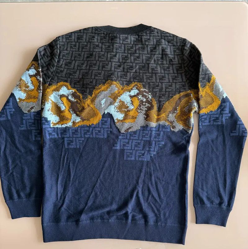 Fendi Fendi Knit Long Sleeve Sweater in Deep Blue 0089 Size US L / EU 52-54 / 3 - 2 Thumbnail