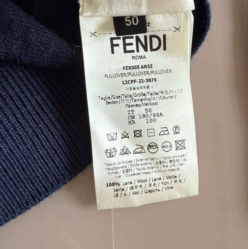 Fendi Fendi Knit Long Sleeve Sweater in Deep Blue 0089 Size US L / EU 52-54 / 3 - 5 Thumbnail