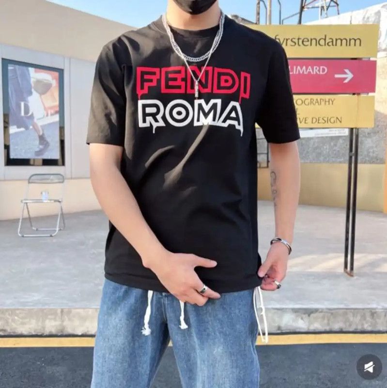 Fendi FENDI Black Cotton Men's T-Shirt 0089 Size US L / EU 52-54 / 3 - 8 Thumbnail