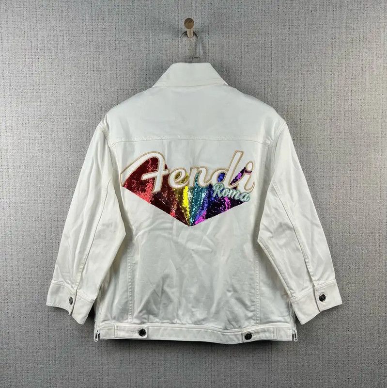 Fendi Fendi White Cotton Logo Men's Jacket 0089 Size US L / EU 52-54 / 3 - 2 Thumbnail