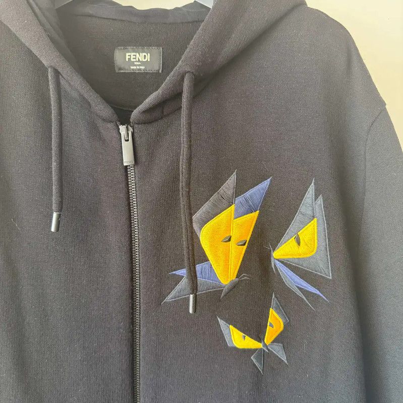 Fendi Fendi Black Cotton Embroidered Hoodie for Men 0089 Size US XXL / EU 58 / 5 - 3 Thumbnail