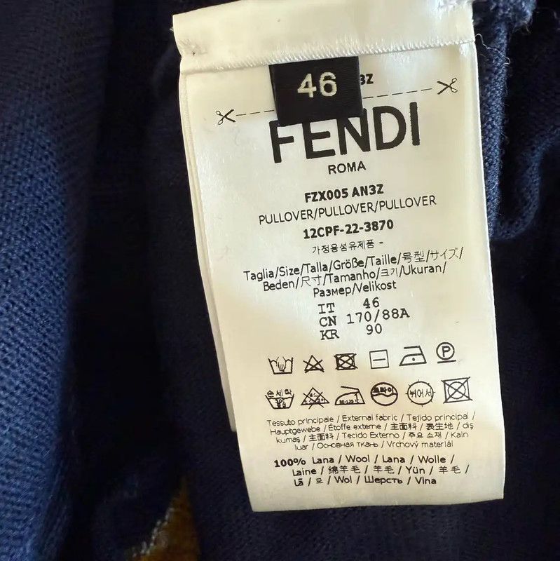 Fendi Fendi Men's Blue Knit Sweater for Winter 0089 Size US S / EU 44-46 / 1 - 5 Thumbnail