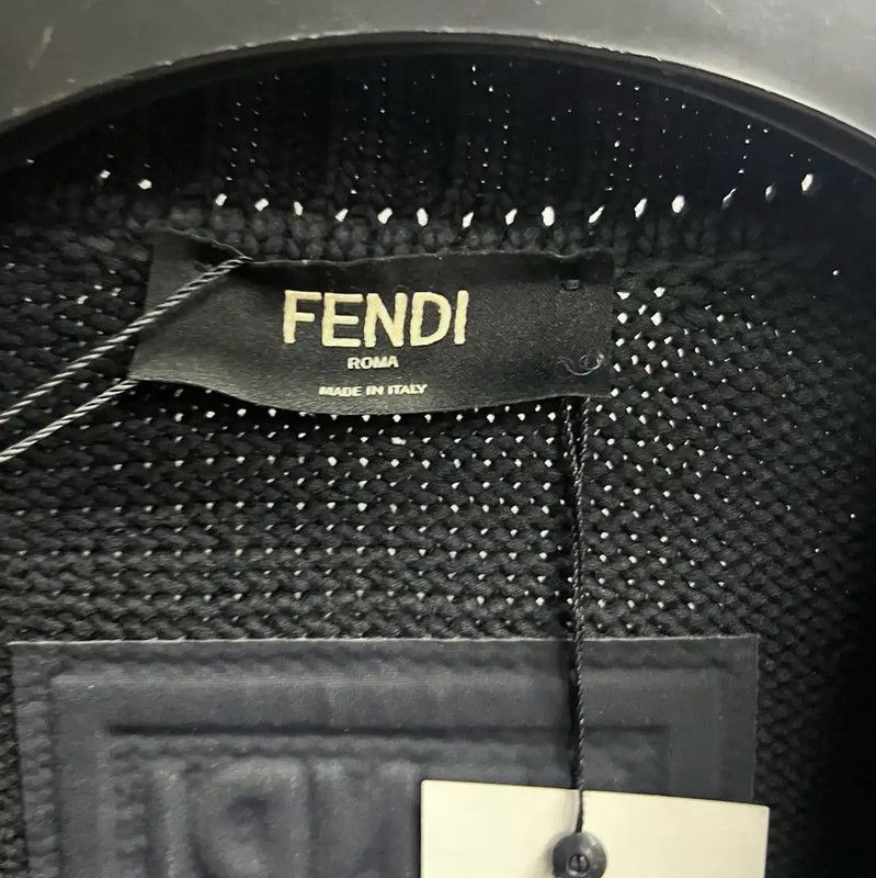 Fendi Fendi Black Cotton Knitted Cardigan for Men 0089 Size US L / EU 52-54 / 3 - 4 Thumbnail