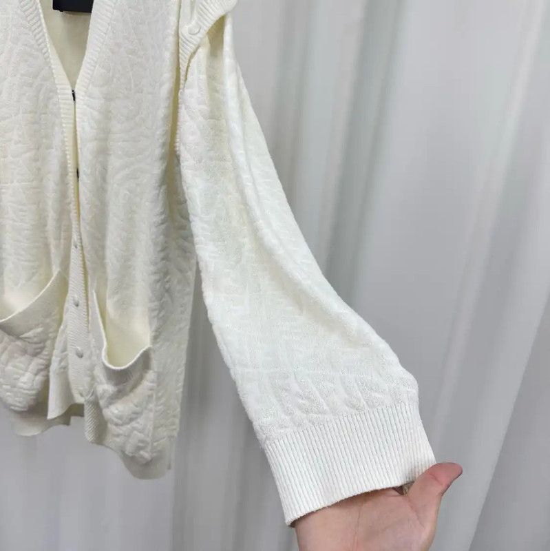 Fendi Fendi Men's White Cotton Blend Cardigan 0089 Size US S / EU 44-46 / 1 - 4 Thumbnail