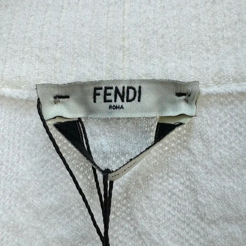 Fendi Fendi Men's White Cotton Blend Cardigan 0089 Size US S / EU 44-46 / 1 - 5 Thumbnail