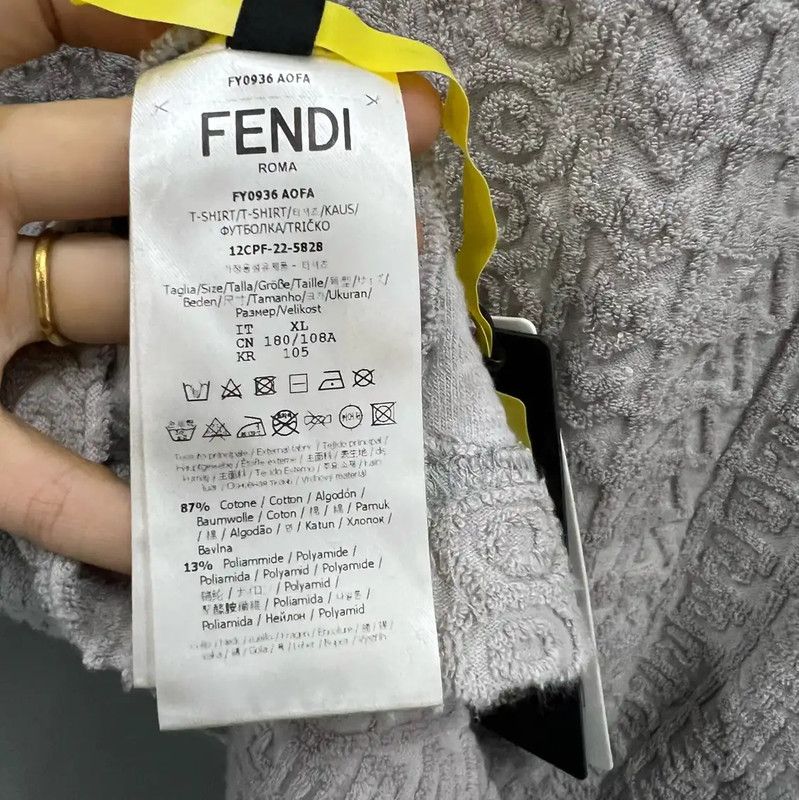 Fendi Fendi Gray Cotton Short Sleeve T-Shirt 0089 Size US XL / EU 56 / 4 - 4 Thumbnail