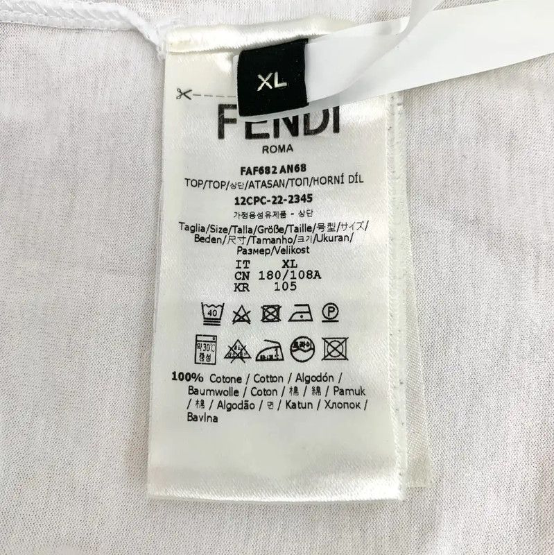 Fendi Fendi Men's White Cotton T-Shirt Size XL 0089 Size US XL / EU 56 / 4 - 6 Thumbnail
