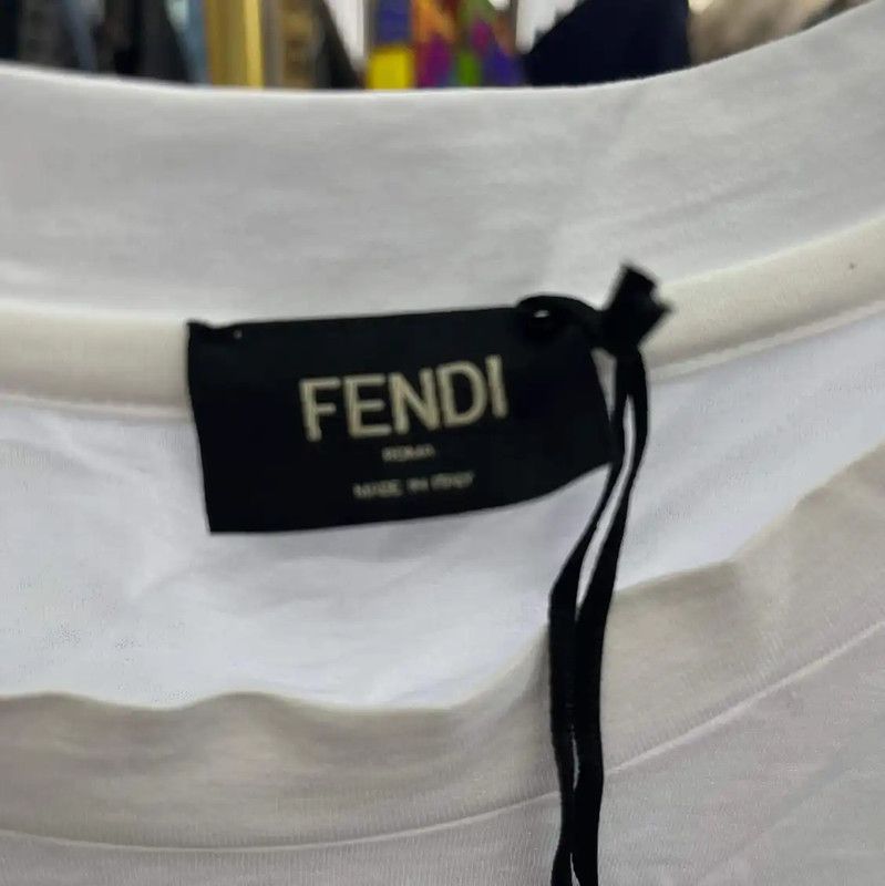 Fendi Fendi Men's White T-Shirt with Logo Design 0089 Size US L / EU 52-54 / 3 - 3 Thumbnail