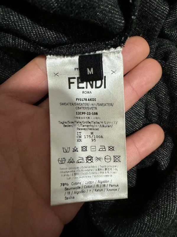 Fendi Fendi Black Cotton Embroidered Logo Sweatshirt 0089 Size US M / EU 48-50 / 2 - 4 Thumbnail