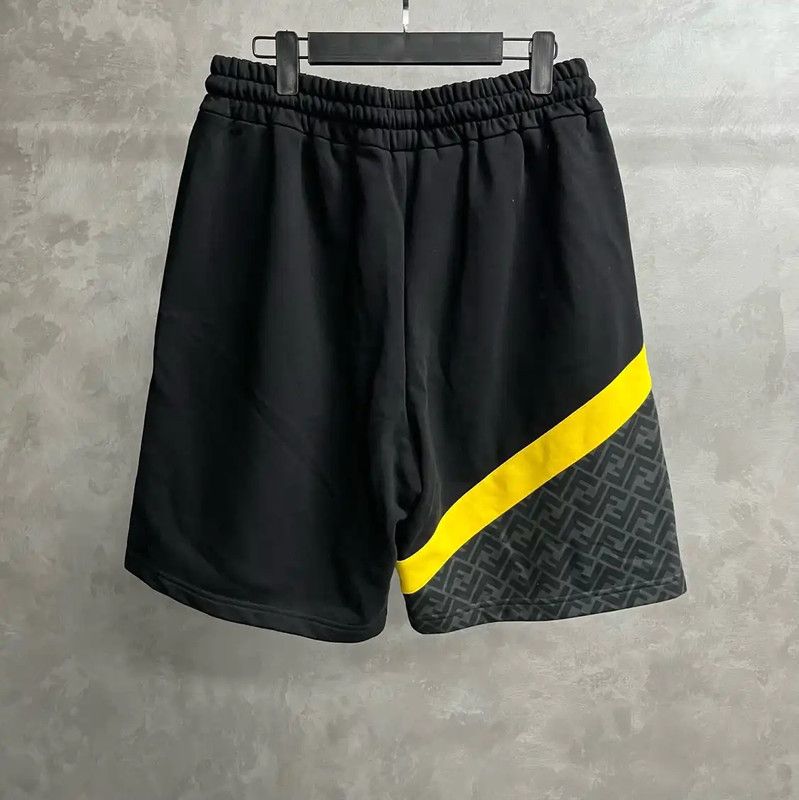 Fendi Fendi Black Cotton Men's Shorts with Yellow Accent 0089 Size US 26 / EU 42 - 2 Thumbnail