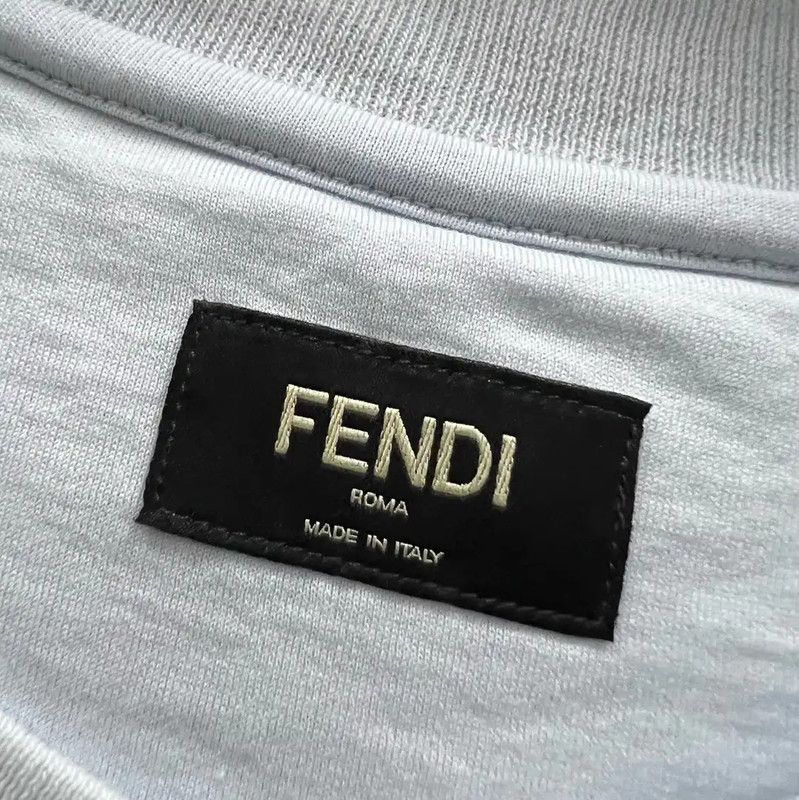 Fendi Fendi Summer Blue Cotton Short Sleeve Tee 0089 Size US S / EU 44-46 / 1 - 3 Thumbnail