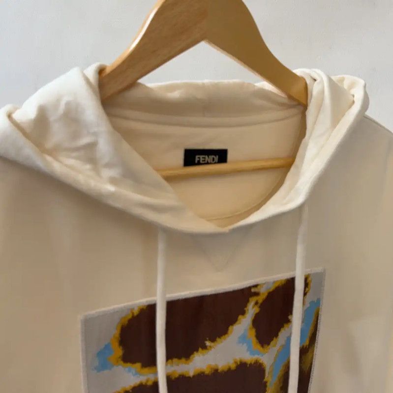 Fendi Fendi Cream Embroidered Cotton Hoodie for Men 0089 Size US XL / EU 56 / 4 - 4 Thumbnail