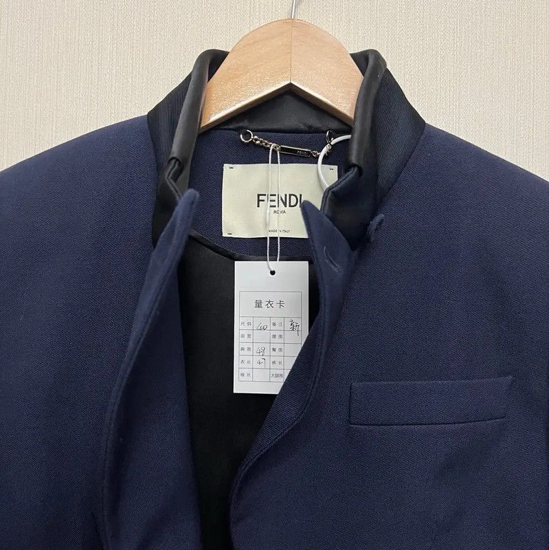 Fendi FENDI Men's Cropped Navy Cotton Jacket 0089 Size US L / EU 52-54 / 3 - 3 Thumbnail