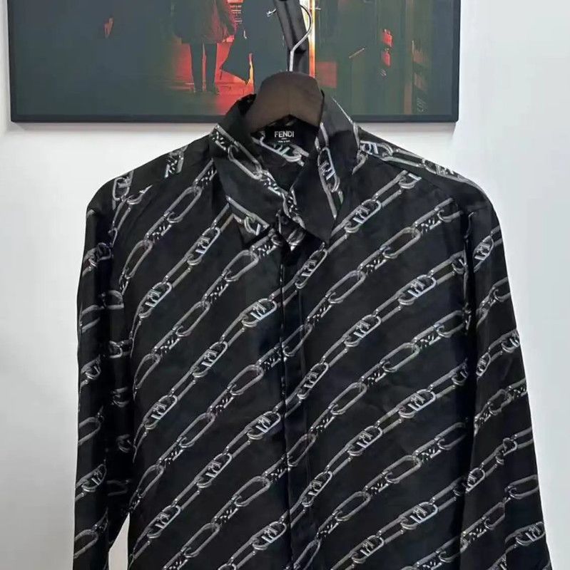 Fendi Fendi Black Silk Long Sleeve Shirt M Size 0089 Size US M / EU 48-50 / 2 - 5 Thumbnail