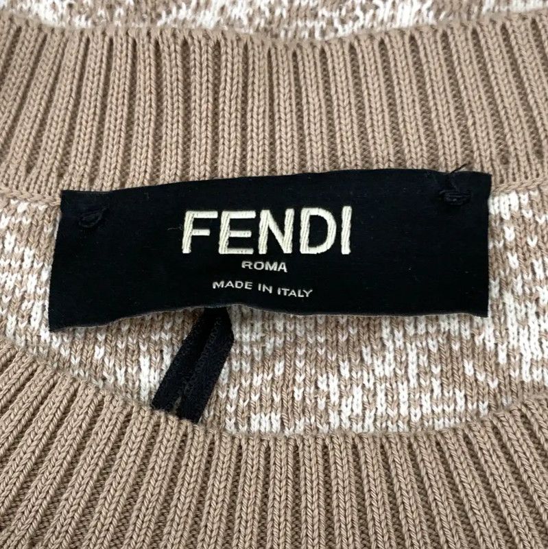 Fendi Fendi Brown Cotton Knit Sweater for Men 0089 Size US L / EU 52-54 / 3 - 5 Thumbnail