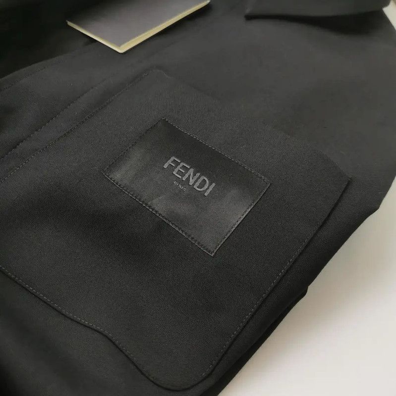 Fendi Fendi Black Wool Embroidered Logo Jacket 0089 Size US M / EU 48-50 / 2 - 3 Thumbnail