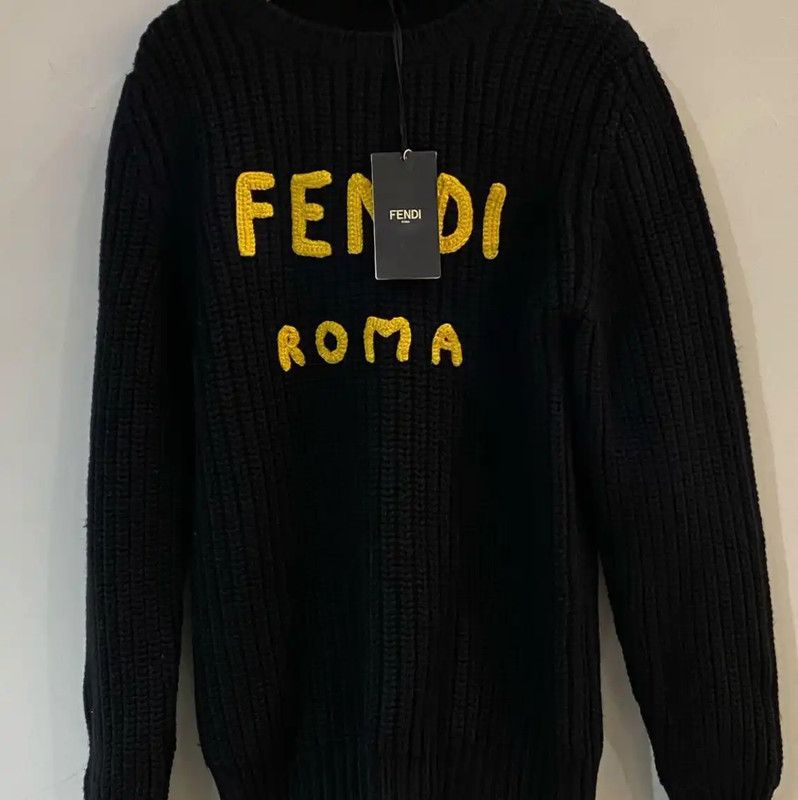 Fendi Fendi Black Cotton Knit Sweater for Men 0089 Size US S / EU 44-46 / 1 - 3 Thumbnail